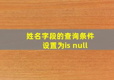 姓名字段的查询条件设置为is null